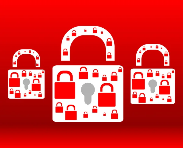 Protect red padlock web icon on background — Stock Photo, Image