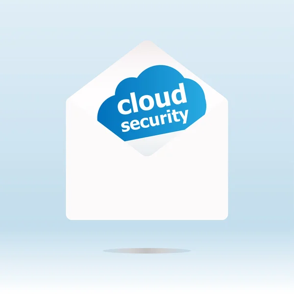 Segurança de nuvem na nuvem azul, envelope de correio de papel — Fotografia de Stock