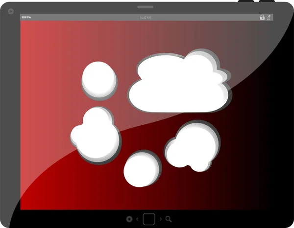 ブラック タブレット pc 社会的ネットワーク概念の音声バブル — ストック写真