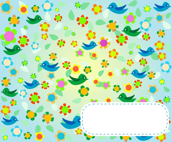 Απρόσκοπτη μοτίβο με λουλούδια και πουλιά. Floral φόντο — Φωτογραφία Αρχείου