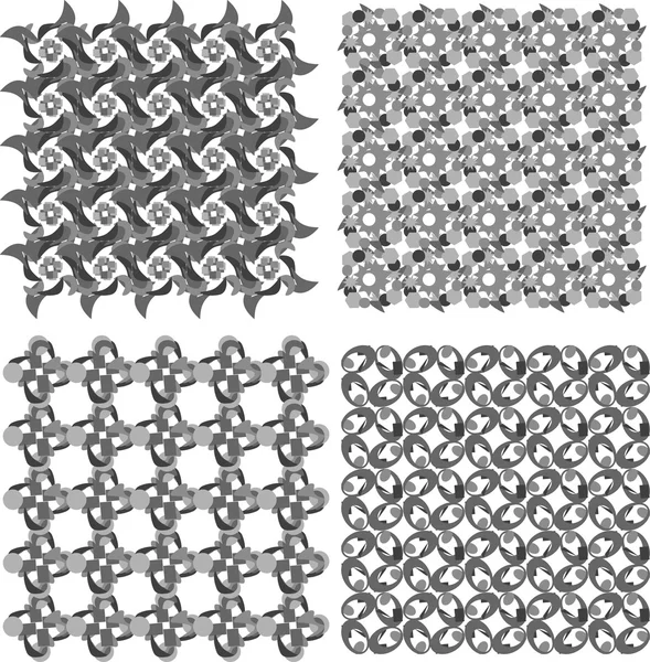 Zestaw czarno-białe wzory geometryczne bez szwu — Zdjęcie stockowe