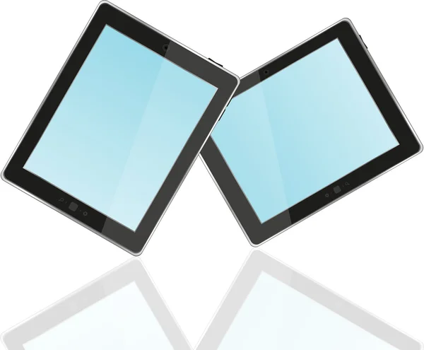 Dotykowy ekran komputera typu tablet z niebieskim ekranem — Zdjęcie stockowe