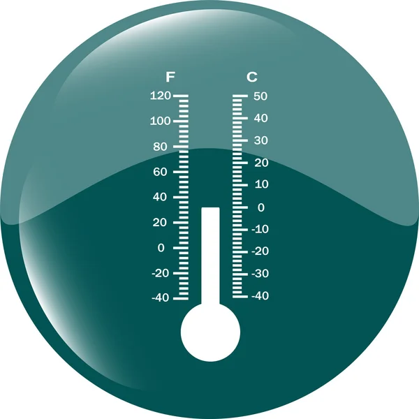 Синя кнопка піктограми термометра — стокове фото
