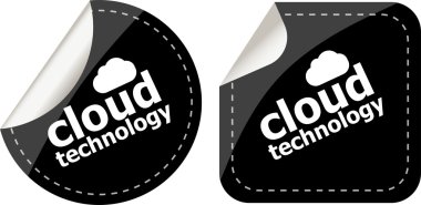 Cloud technology icon, label stickers set clipart