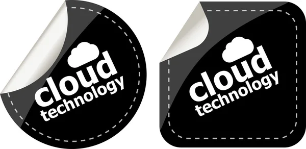 Ícone de tecnologia de nuvem, etiqueta adesivos conjunto — Fotografia de Stock