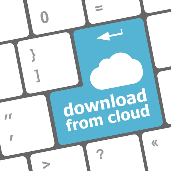 Download aus der Cloud, Computertastatur für Cloud Computing — Stockfoto