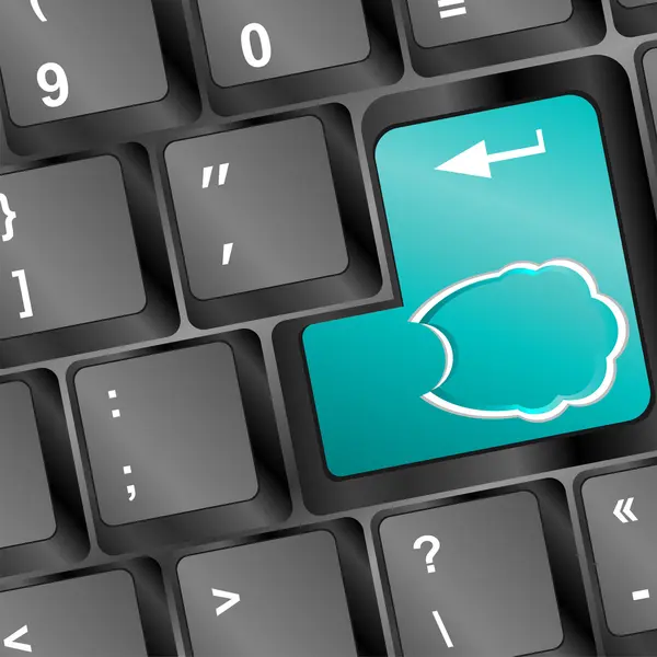 Cloud computing symbol vid datorn-nyckeln — Stockfoto