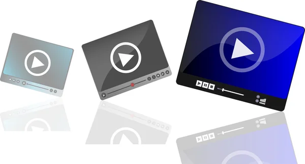 Media player set with play button on abstract background — Stock Photo, Image