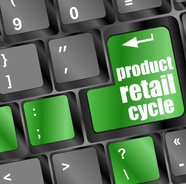 Product retail cycle on computer keyboard key button — Stock Photo, Image