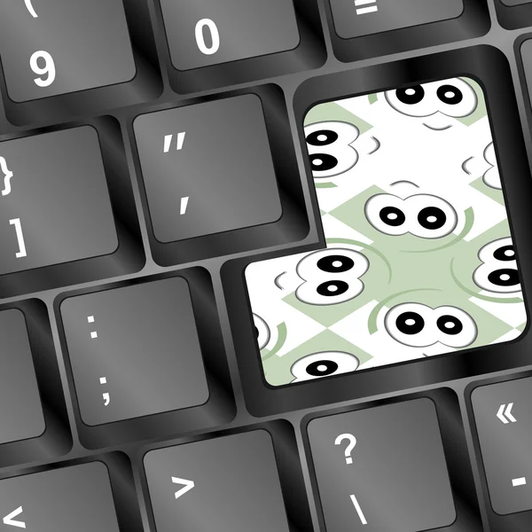 Enter button with eye on computer keyboard — Stock Photo, Image