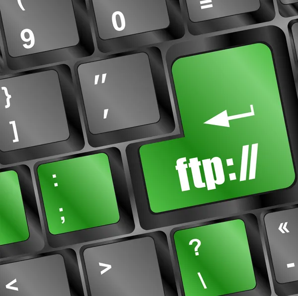 Computer keyboard with ftp key, technology background — Stock Photo, Image