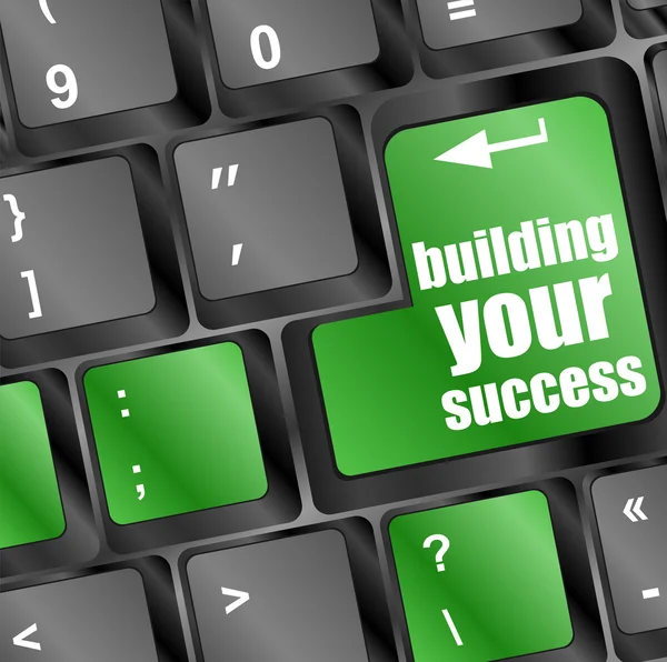 Building your success button on computer keyboard key — Stock Photo, Image