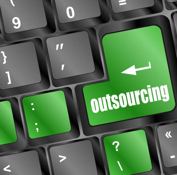 Outsourcing button on computer keyboard key — Stock Photo, Image