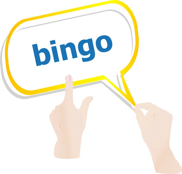 Hände halten abstrakte Wolke mit Bingo-Wort — Stockfoto