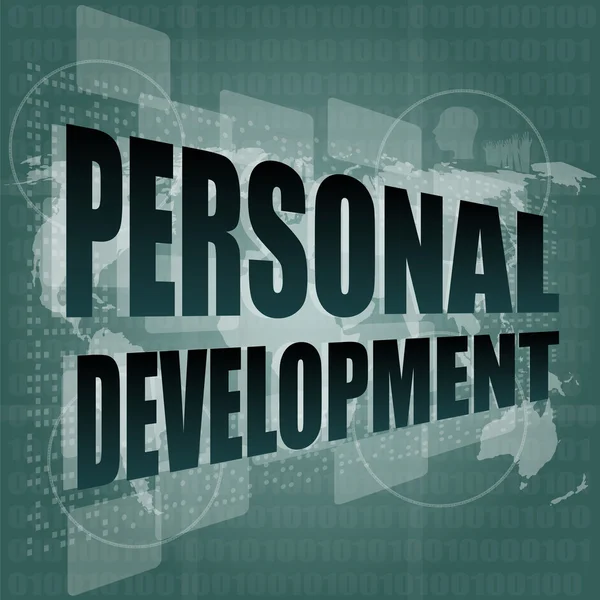 personal development word on touch screen, modern virtual technology background