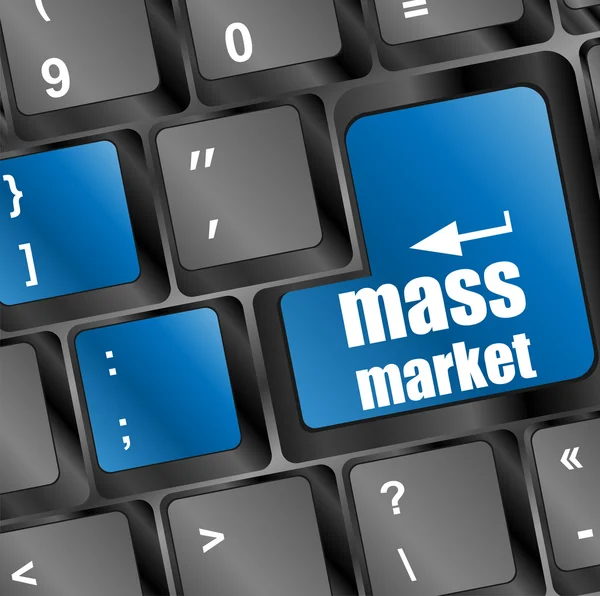 Marketingkonzept: Computertastatur mit Wort Massenmarkt — Stockfoto