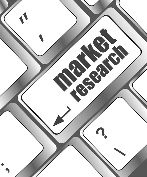 Clave con texto de investigación de mercado en el teclado portátil —  Fotos de Stock
