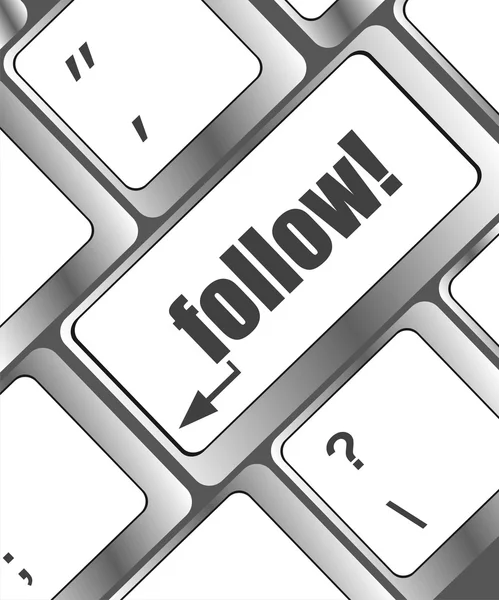 Social media or social network concept: Keyboard with follow button — Stock Photo, Image