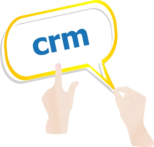 Mains pousser crm mot sur bulles de parole — Photo