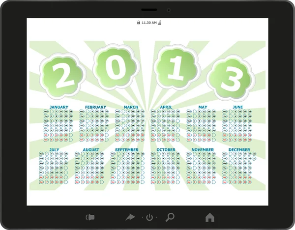 Kalendarza na 2013 w komputerze typu tablet na białym tle — Zdjęcie stockowe