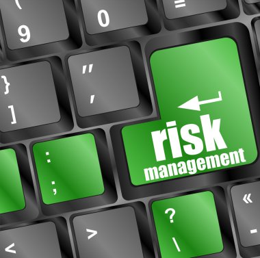 Risk yönetimi düğmesi olan klavye, İnternet konsepti