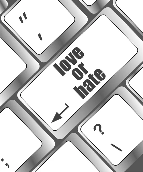 Amor ou ódio relações comunicação impressões avaliações comentários tecla teclado computador — Fotografia de Stock