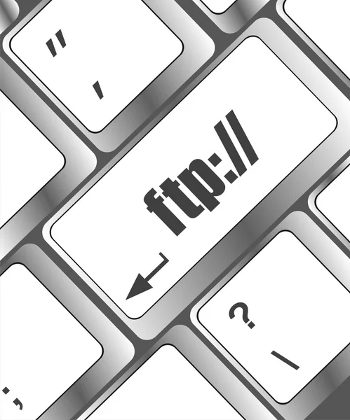 Teclado de ordenador con tecla ftp, tecnología de fondo — Foto de Stock