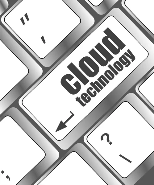 Las palabras tecnología de nube impresa en el teclado, serie de tecnología de teclado — Foto de Stock