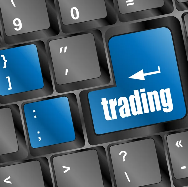 Bedrijfsconcept. Knop op Moderne Computer Toetsenbord met Word trading — Stockfoto