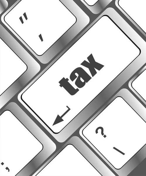 笔记本电脑键盘按键上的税词，商业概念 — 图库照片