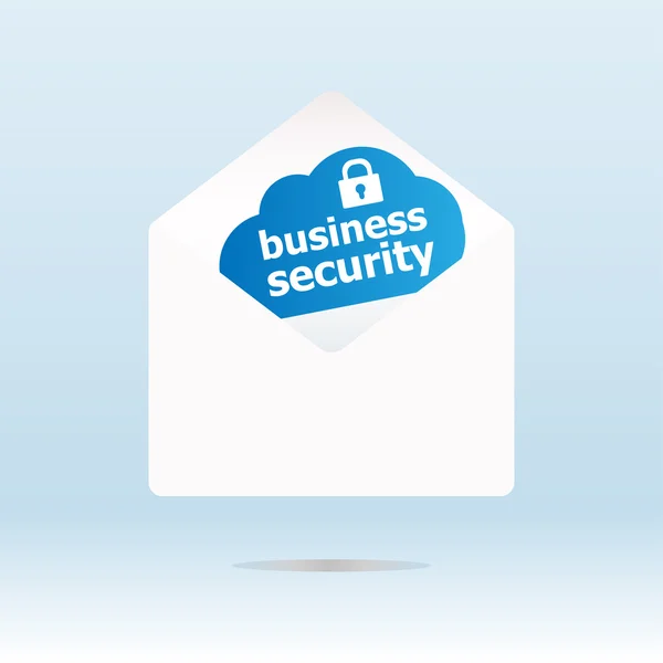 Sicurezza aziendale su cloud blu, busta per posta cartacea — Foto Stock