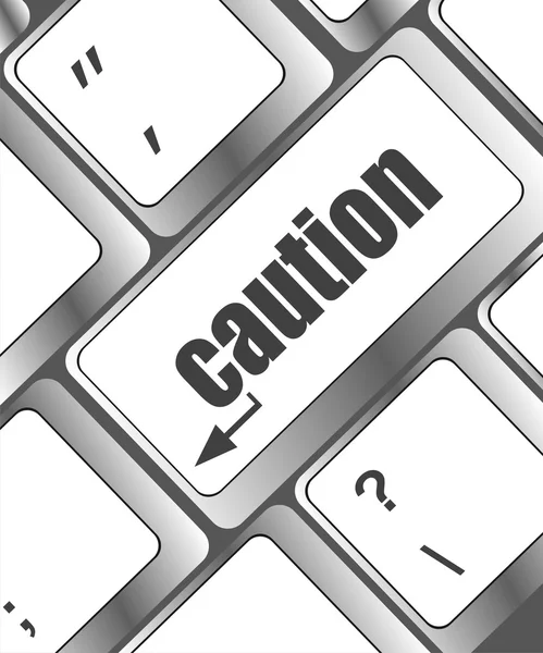 Computer keyboard with a caution button — Stock Photo, Image