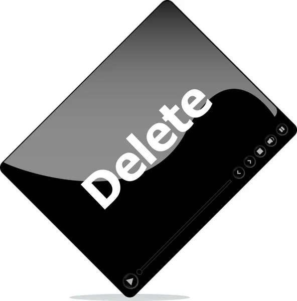 Video media player for web with delete word — Stock Photo, Image