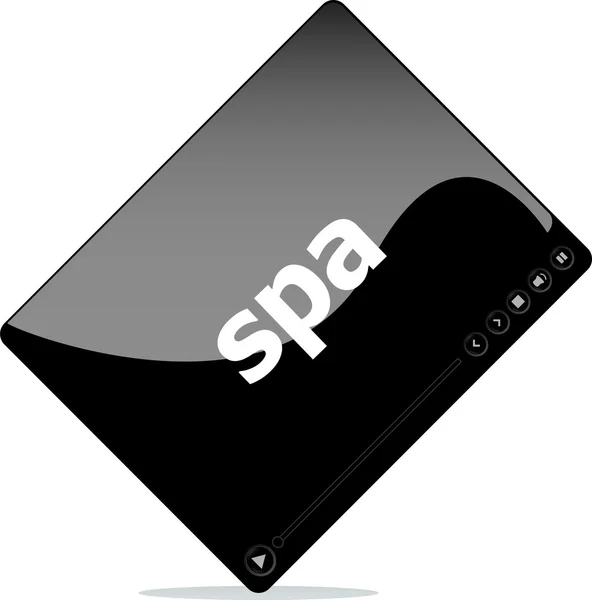 Video player for web, spa word on it — Stock Photo, Image