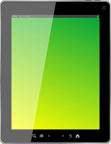 Gerçekçi tablet pc bilgisayar ile izole beyaz zemin üzerine yeşil perde — Stok fotoğraf