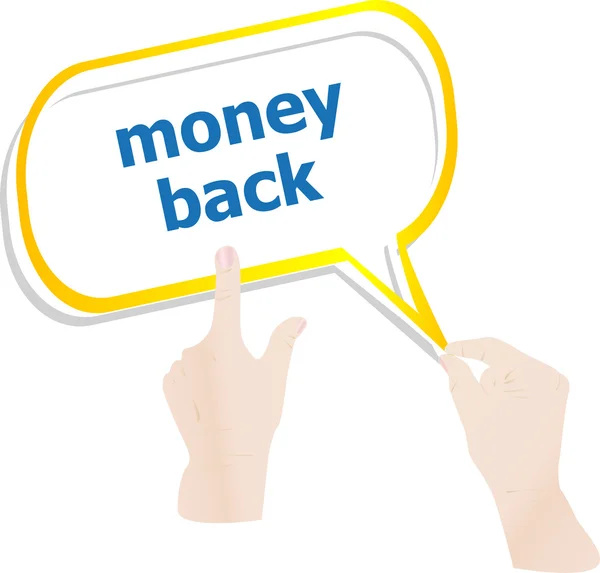 Hands push word money back on speech bubbles — Stock Photo, Image