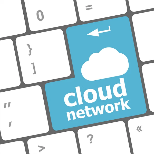 Cloud Network Word Konzept auf blauem Knopf der Tastatur — Stockfoto