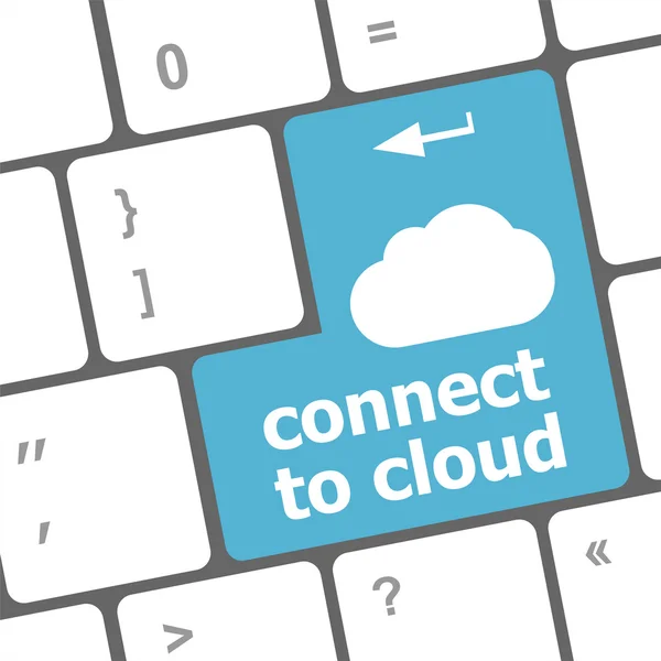 Verbinden met cloud, computertoetsenbord voor cloud computing — Stockfoto