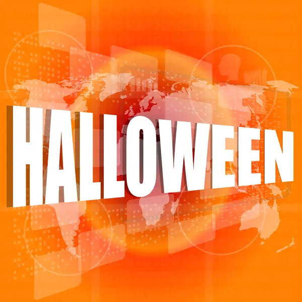 Palabra halloween en pantalla táctil digital — Foto de Stock