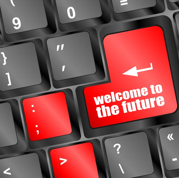 Welcome to the future text on laptop keyboard key — Stock Photo, Image