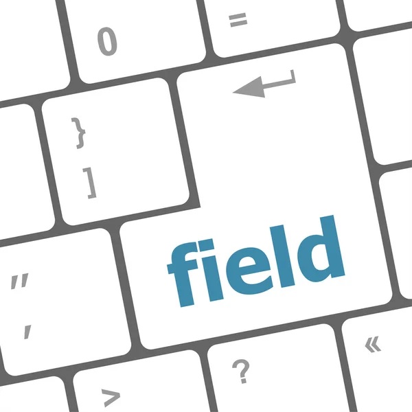 Field word on keyboard key, notebook computer button — Stock Photo, Image