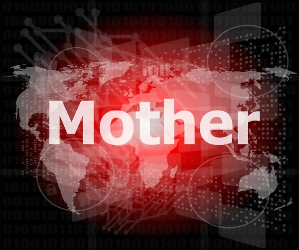 Matka text na digitální dotykový displej - sociální koncepce — Stock fotografie