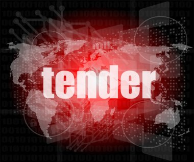 tender word on digital screen, global communication concept clipart