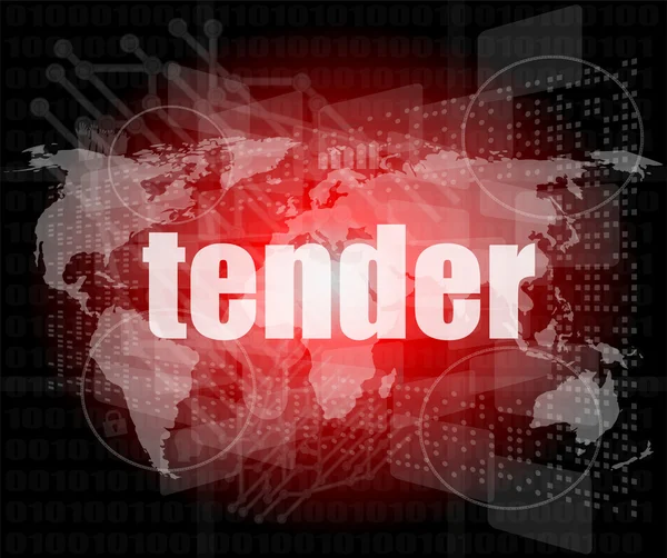 Tender word on digital screen, global communication concept — Stock Photo, Image