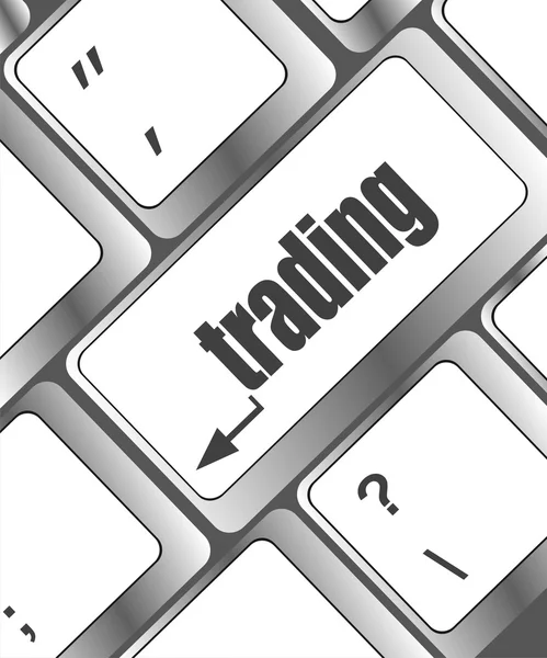 Trading word on computer keyboard key — Stock Photo, Image