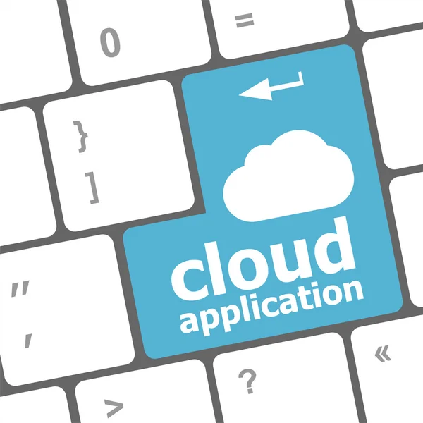 cloud application words concept on blue button of the keyboard