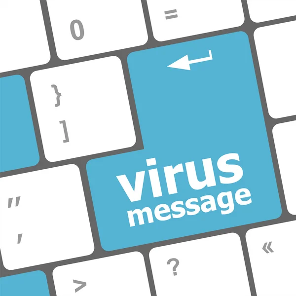 Tastiera del computer con il tasto del messaggio del virus — Foto Stock