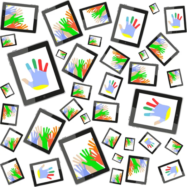 Abstracte mannenhand op tablet pc — Stockfoto