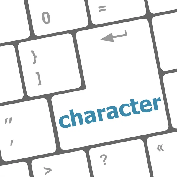 Character word on keyboard key, notebook computer button — Stock Photo, Image