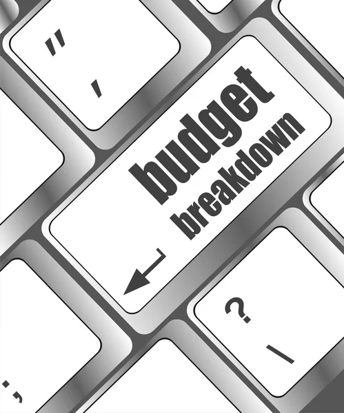 Budget breakdown words on computer pc keyboard — Stock Photo, Image